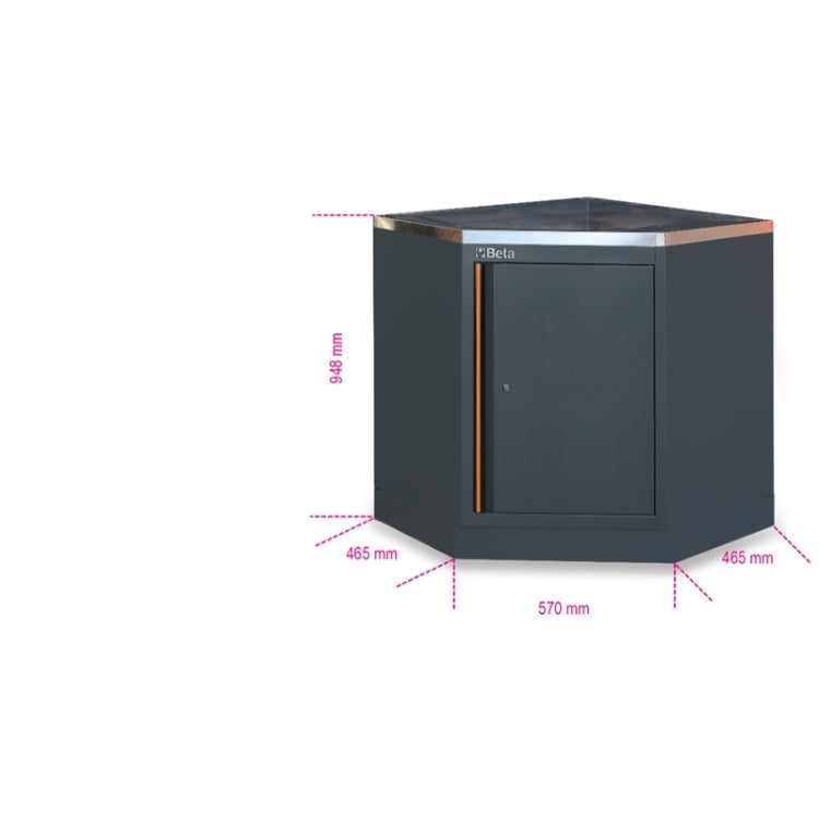 Beta C45PRO 2.0 CAI/X - Modulo inferiore angolare con piano rivestito in acciaio