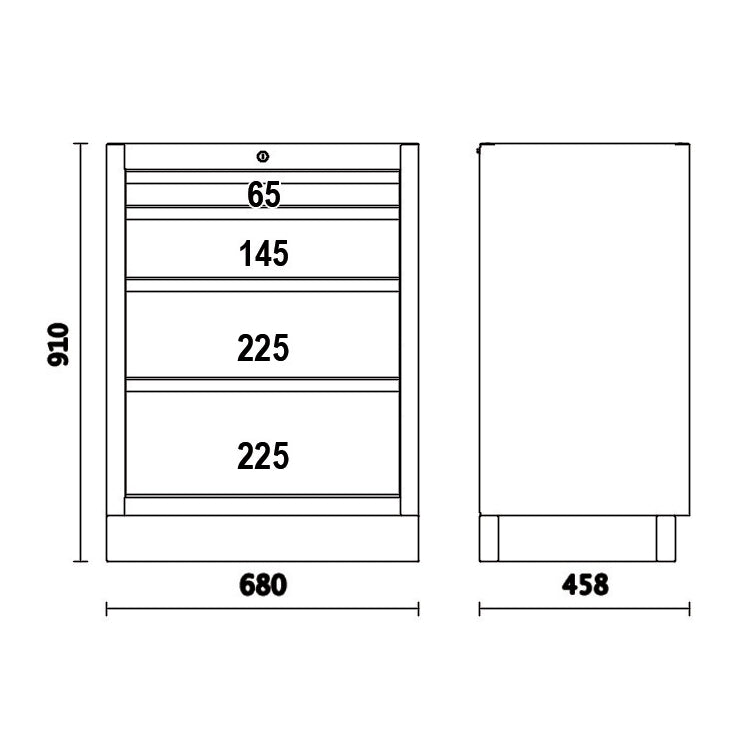 Beta C45PRO 2.0 M4 - Modulo fisso con 4 cassetti per arredo officina