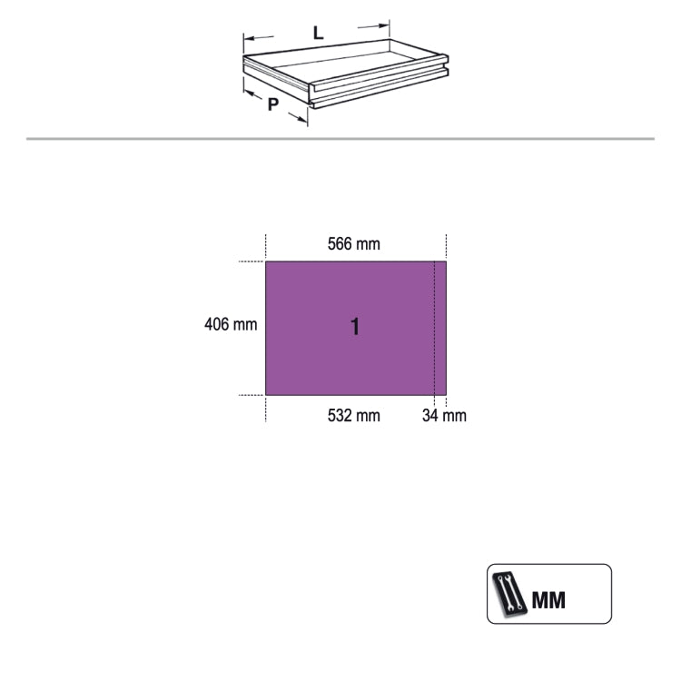 Beta C45PRO 2.0 M4 - Modulo fisso con 4 cassetti per arredo officina
