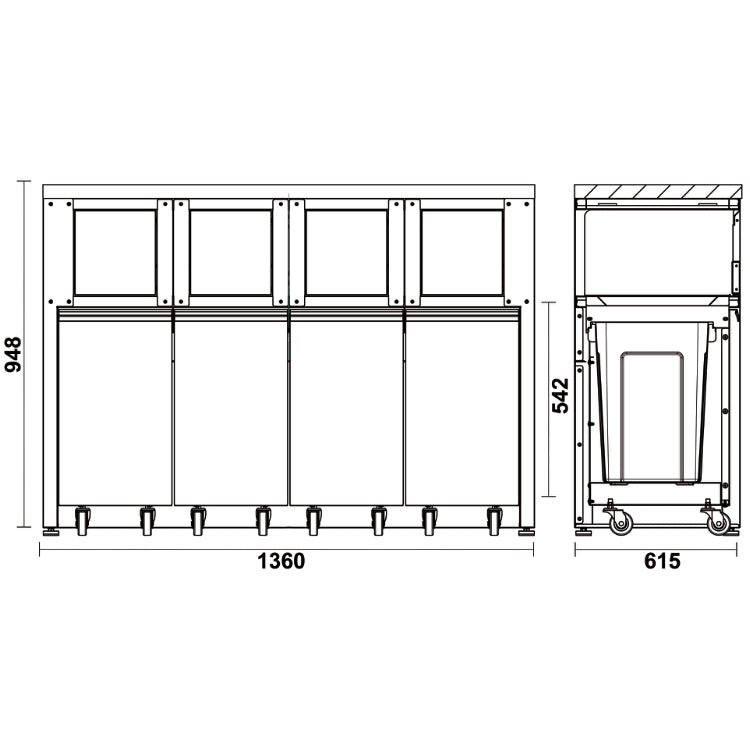 Beta C45PRO 2.0 RD/X - Modulo fisso raccolta differenziata con piano rivestito in acciaio
