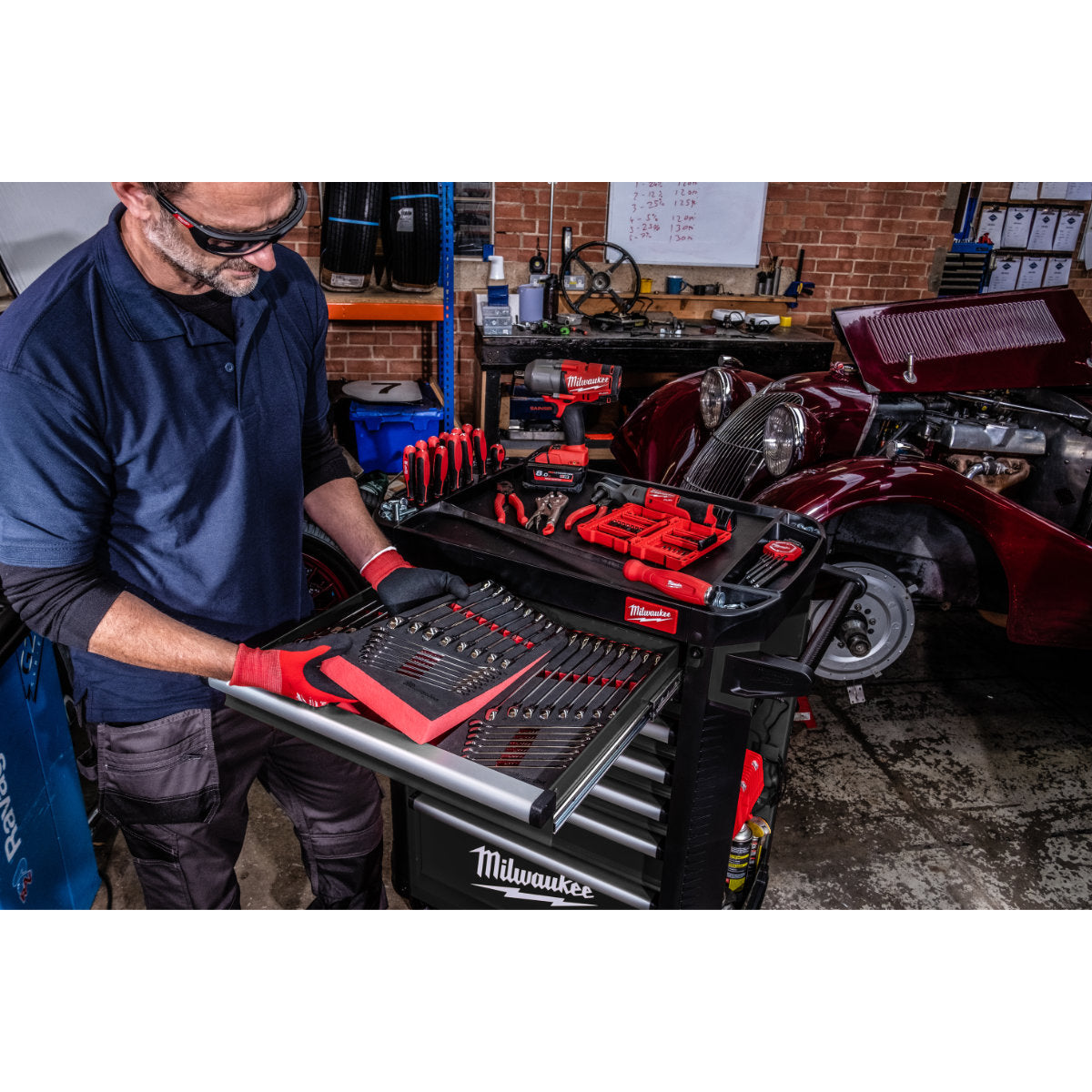 Milwaukee CP7G-AUTO - Carrello portautensili porta attrezzi, grigio - Assortimento automotive 190 pezzi