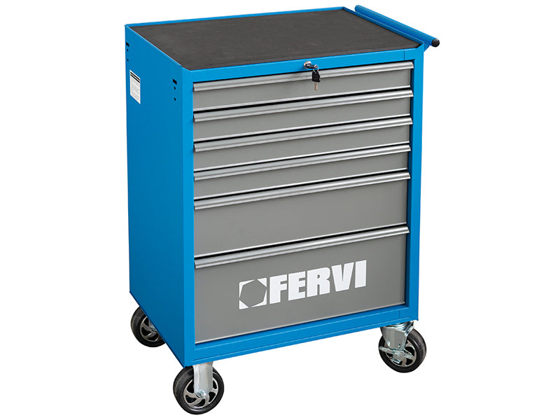 Fervi C900/B - Carrello porta utensili per officina - 6 cassetti vuoto 