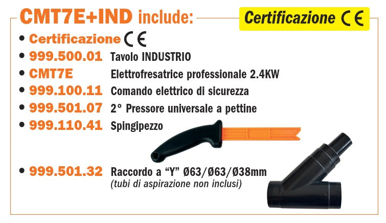 CMT CMT7E+IND - Tavolo Industrio per Elettrofresatrice + Kit CMT7E e comando di sicurezza