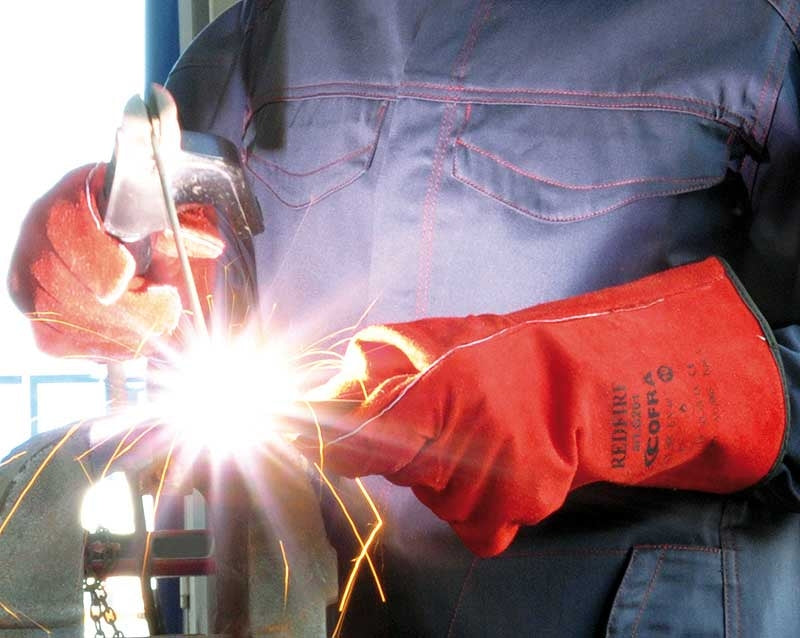 Scan Guanti Da Saldatore In Pelle Cowsplit – Modello SCAGLOWELRED, Rosso, Taglia Unica - 3