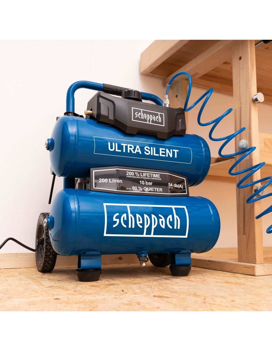Scheppach HC20SI-TWIN - Compressore aria super silenziato 20 lt 10 bar 