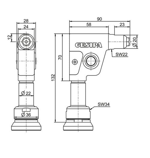 Gesipa 1457252 - Testa angolare a 90" per Accubird e Powerbird