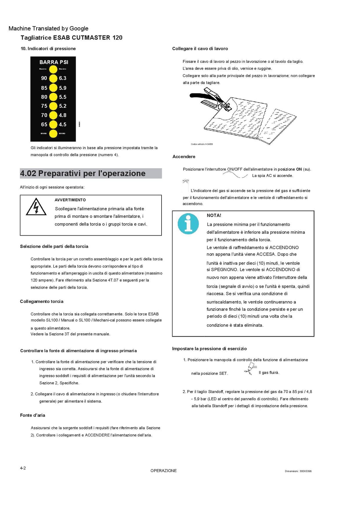 Esab ESAB Cutmaster 120 TAGLIO AL PLASMA , 6,1 m SL60 400 V trifase CE 400v