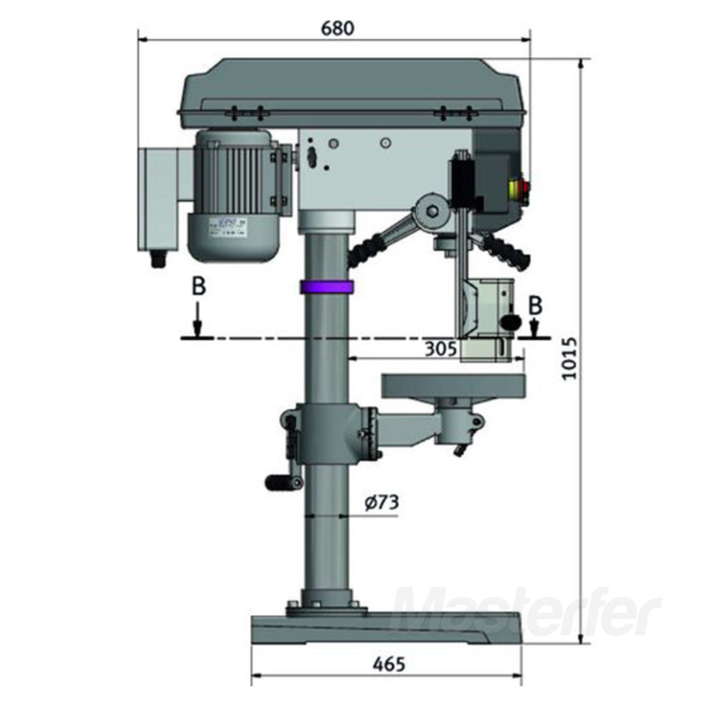 Optimum D23Pro - 230V - Trapano a colonna con trasmissione a cinghia misure