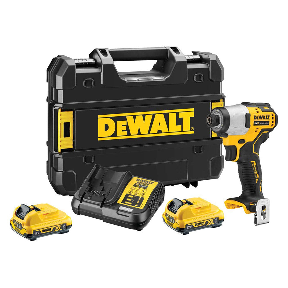 Dewalt DCF801D2 Compact - Avvitatore ad impulsi 1/4" 12V con 2 batterie da 2Ah