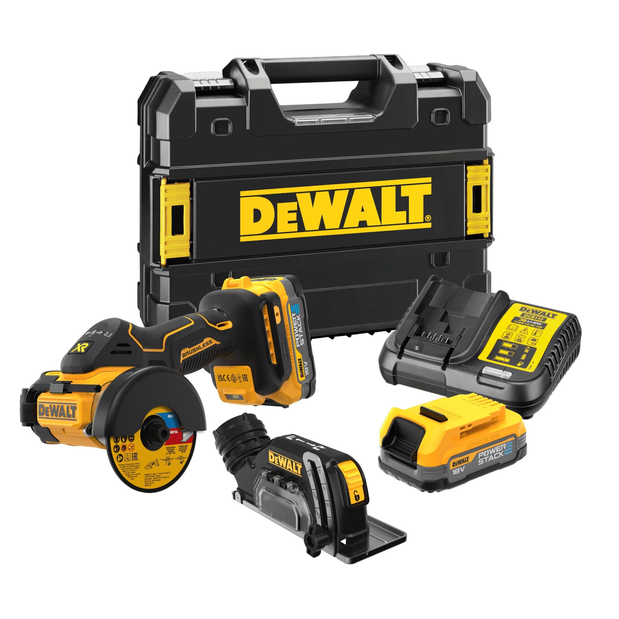Dewalt DCS438E2T-QW - Mini smerigliatrice a batteria 18V - disco da 76 mm - 2 batterie Powerstack