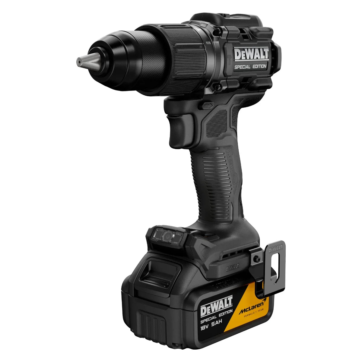 Dewalt DCD86MP2KT-QW McLaren - Trapano avvitatore con percussione + kit flessometro e inserti - 2 batterie da 5Ah 18V