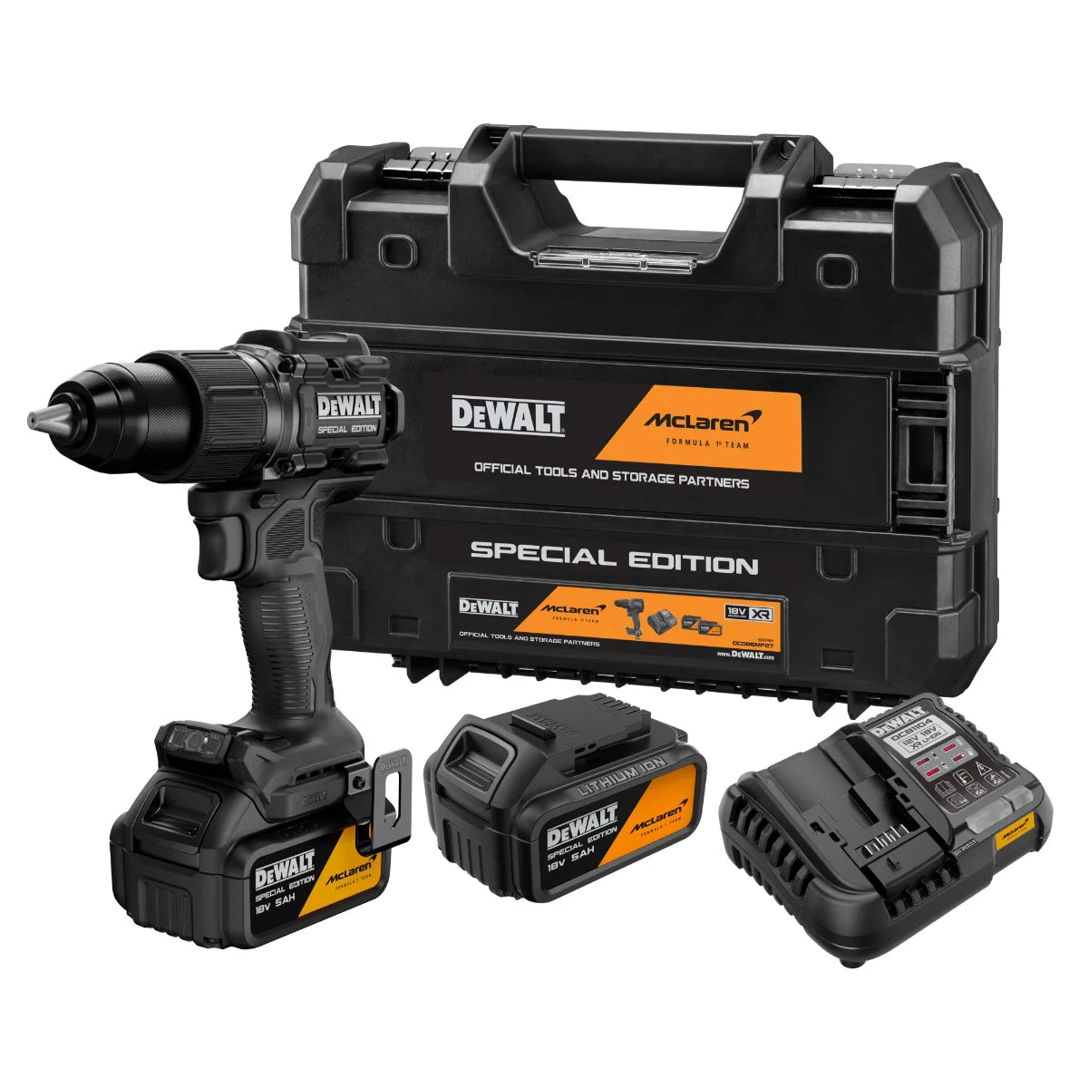 Dewalt DCD86MP2T-QW McLaren - Trapano avvitatore con percussione - 2 batterie da 5Ah 18V