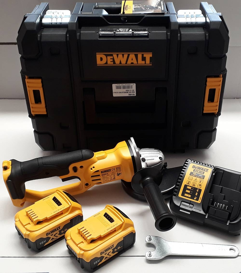 Dewalt DCG412P2 smerigliatrice a batteria 18V + 2 Batterie 5Ah + Valigetta T-StackII 