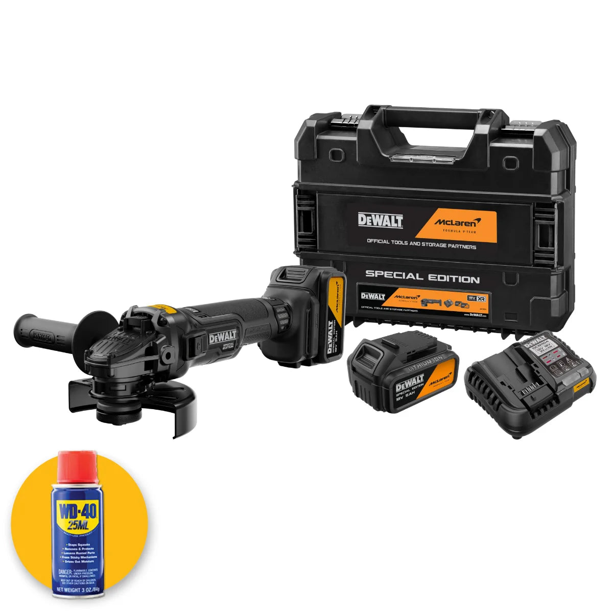 Dewalt DCG45MP2T-QW McLaren - smerigliatrice angolare 125mm brushless - 2 Batterie 18V 5Ah
