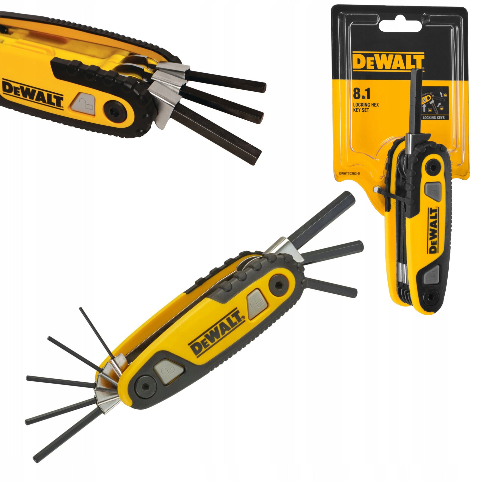Dewalt DWHT70263-0 - Set chiavi a brugola esagonali pieghevoli con supporto - 8 chiavi