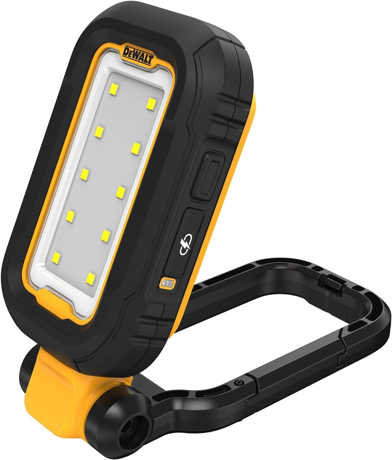 Lampada Da Lavoro A LED 12V – 280 Lumen, 3W, Testa Regolabile 180°, Base Magnetica, Gancio, Porta USB, Ricaricabile, Compatibile Con Batteria Dewalt DCB120