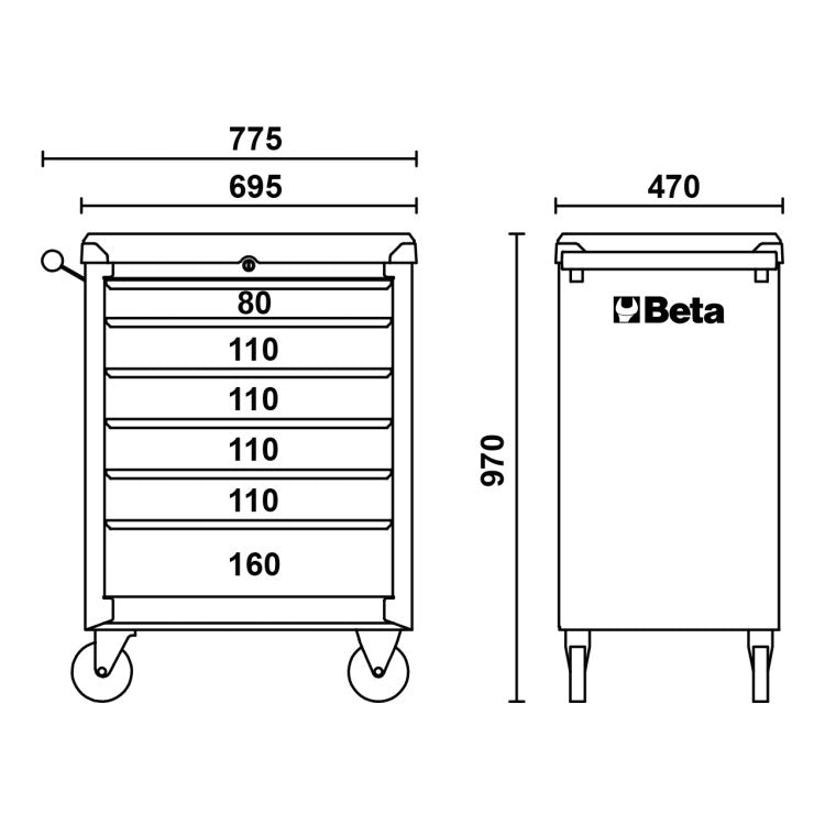 Carrello Beta BW C04BOX-A VU - carrello 6 cassetti completo di 196 utensili