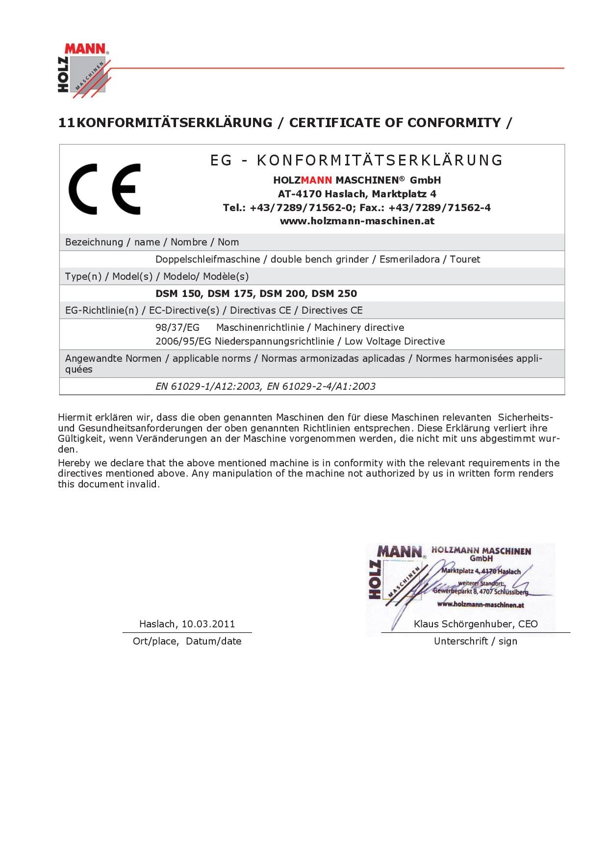 HOLZMANN dsm175 230v Smerigliatrice da banco doppia mola per metalli a induzione 520W