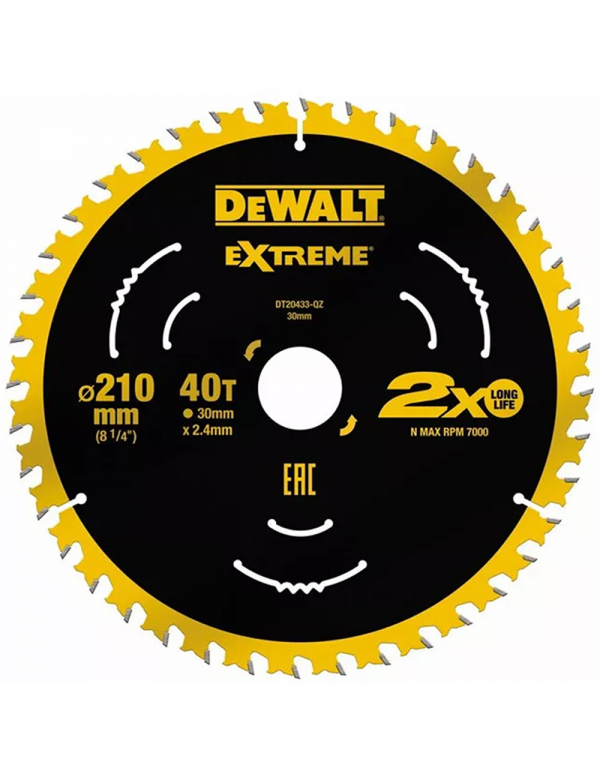 Dewalt DT20433-QZ - Disco per banco sega e troncatrice legno D.210MM, 40 denti 