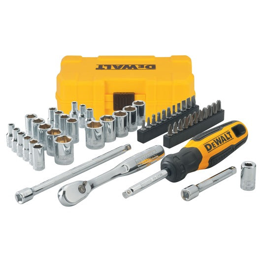  Dewalt DWMT81610-0 - Cassetta 50 pezzi chiavi a bussola attacco 1/4''- misure metriche e pollici