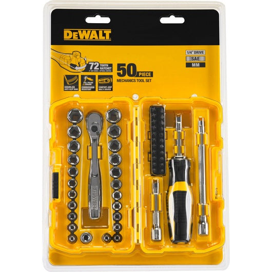  Dewalt DWMT81610-0 - Cassetta 50 pezzi chiavi a bussola attacco 1/4''- misure metriche e pollici