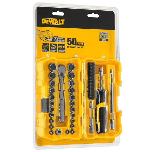  Dewalt DWMT81610-0 - Cassetta 50 pezzi chiavi a bussola attacco 1/4''- misure metriche e pollici