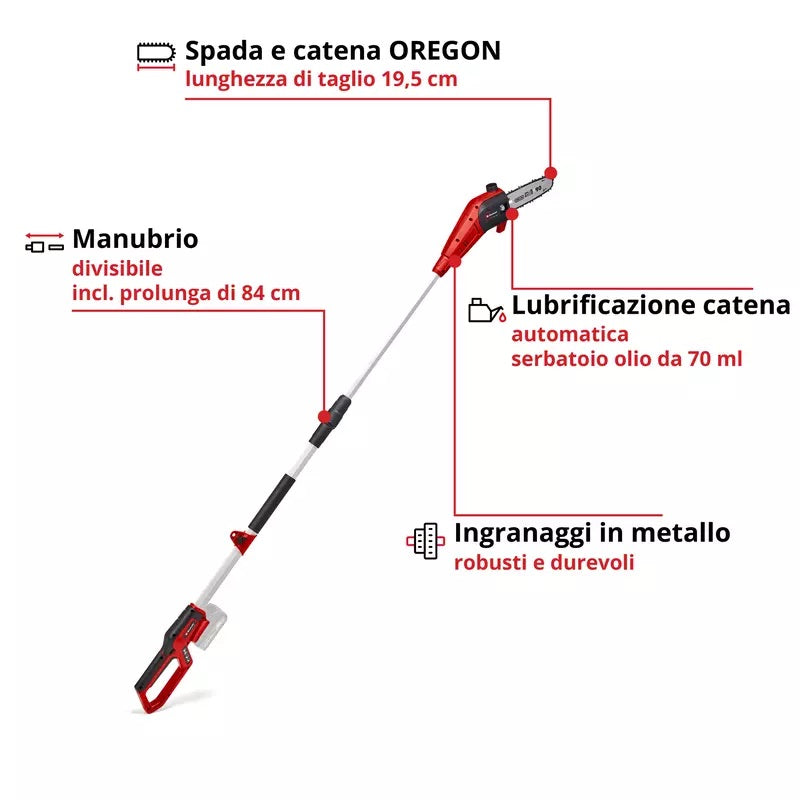 Einhell GC-LC 18/20 Li T-Solo - Svettatoio a batteria 18V solo corpo, lama 20cm