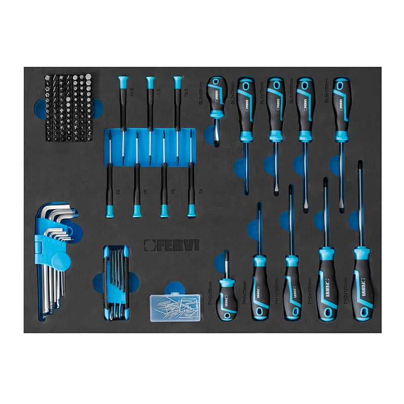 Fervi C600C4 - Carrello 7 cassetti completo di 298 utensili