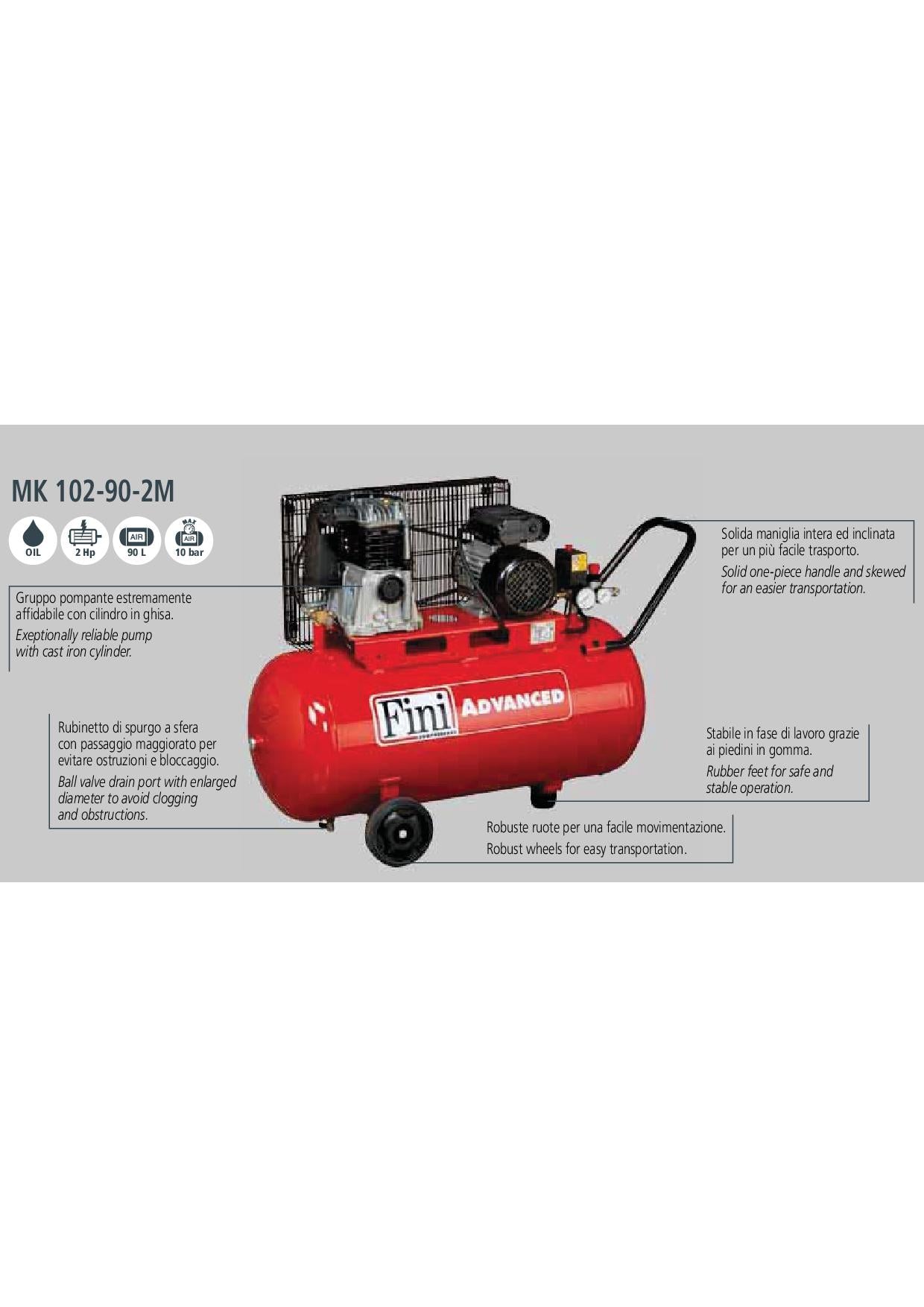 Compressore Fini ADVANCED MK 102-90-2M 90 litri