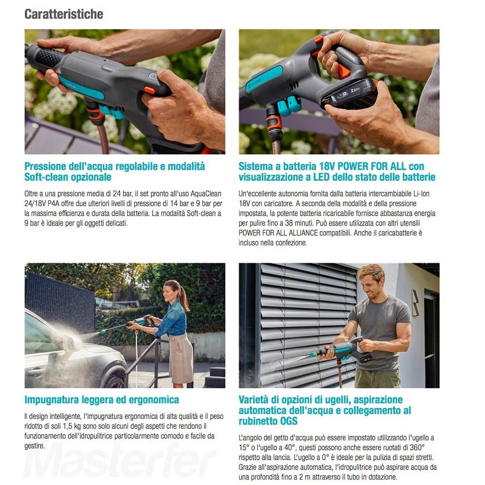 Gardena Acquaclean 28/18V P - Idropulitrice a batteria 18V esempi di utilizzo