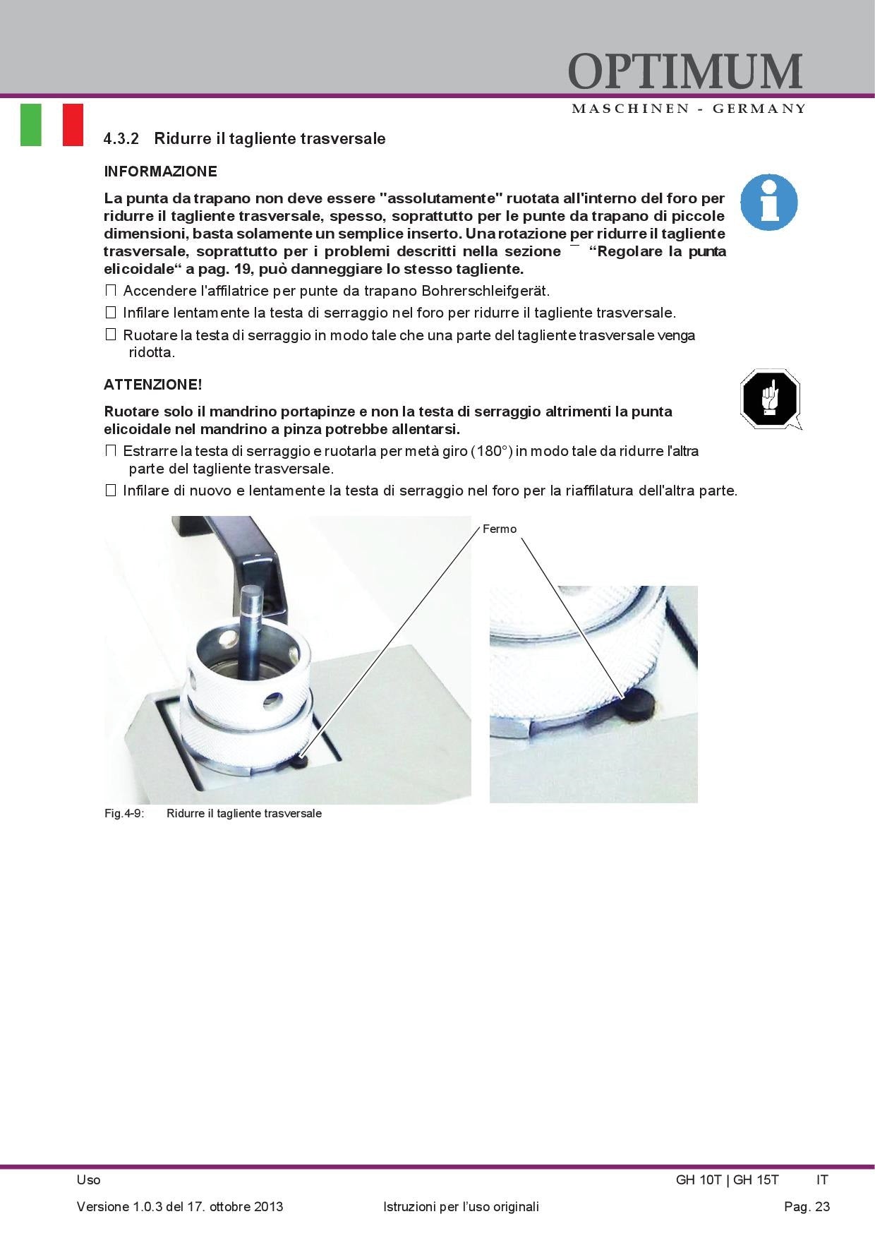 Optimum GH15 T - Affilatrice per punte elicoidali da 3 a 30mm