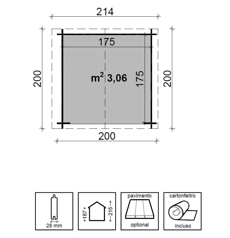 Losa Legnami Gilda - Casetta da giardino in legno - 200x200cm