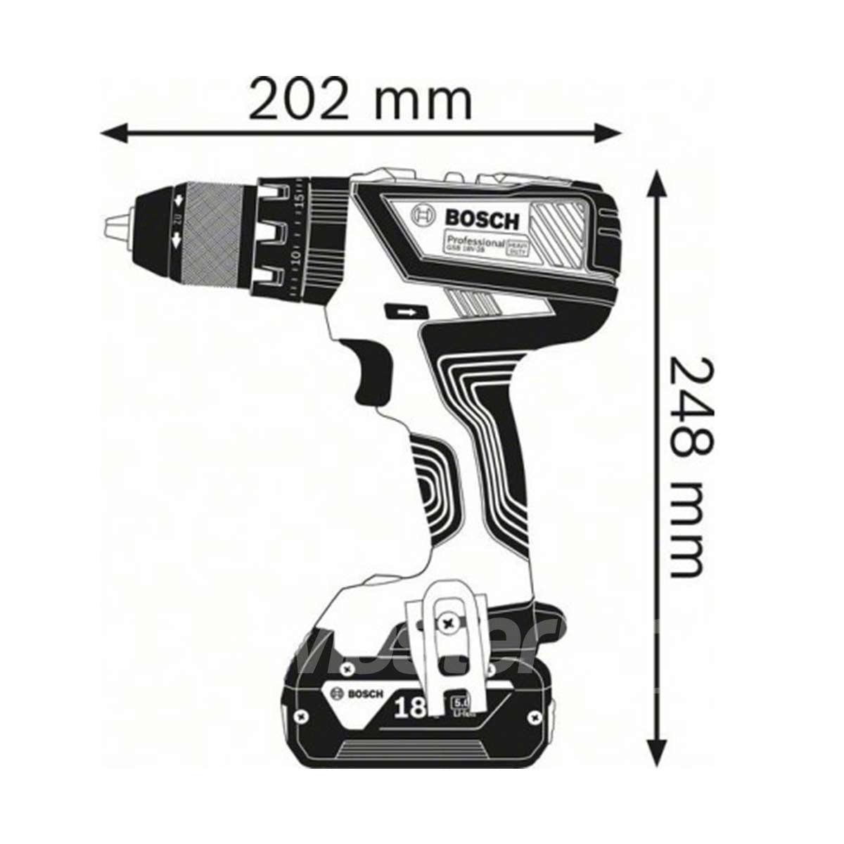 Bosch GSB 18V-28 - Trapano avvitatore a batteria 18V con percussione, 2 X 3Ah