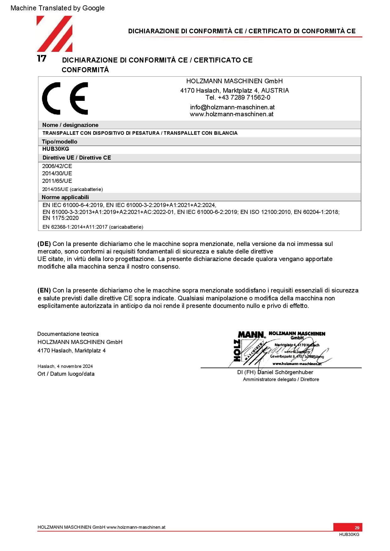 Holzmann HUB30KG Transpallet con bilancia pesatore 3000kg