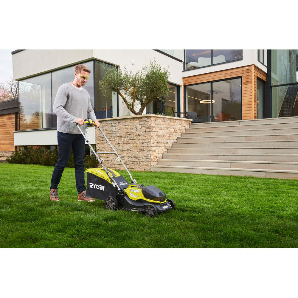 Ryobi RY18LMX37A-150 - Tagliaerba brushless a batteria 18V, rasaerba con taglio 37cm