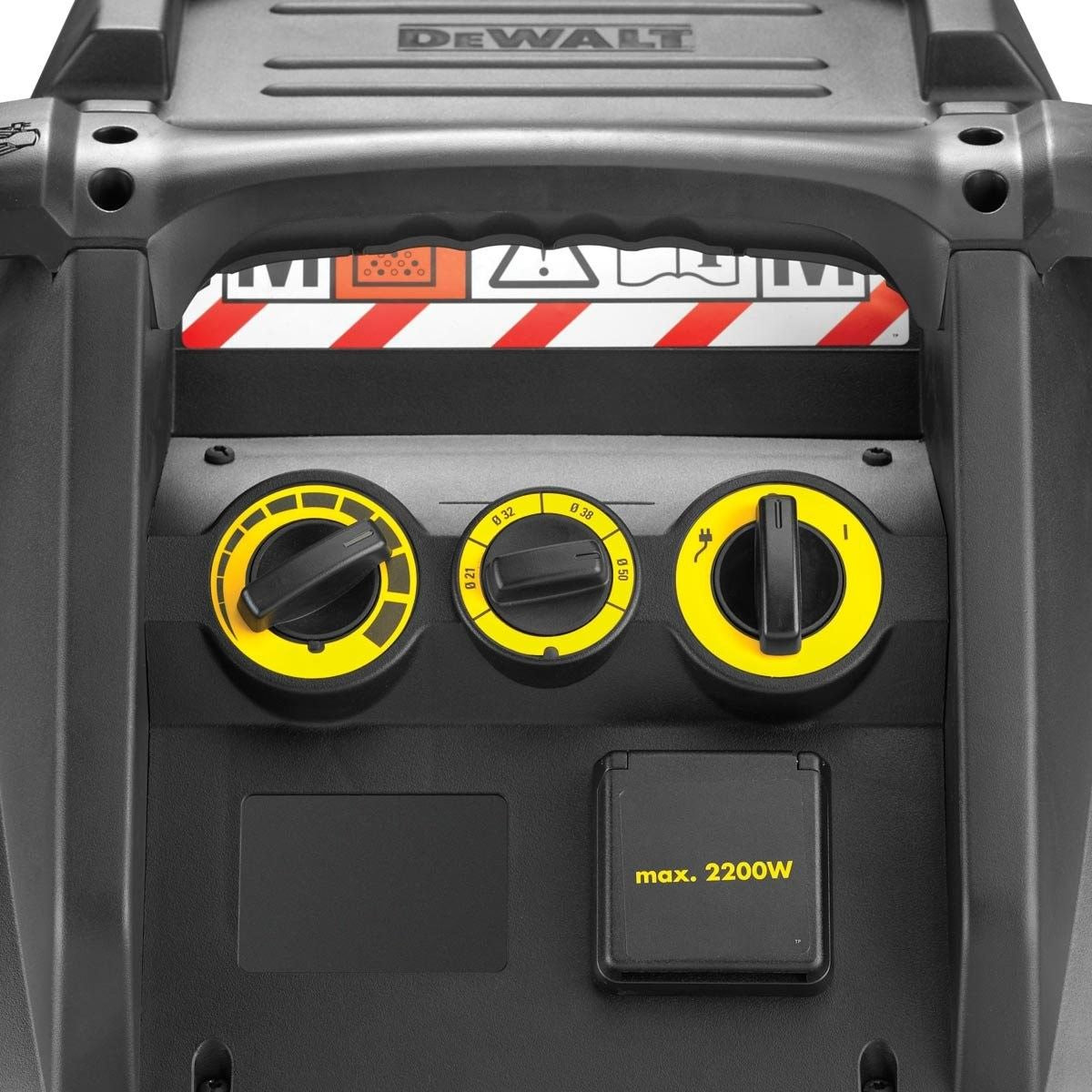 ASPIRATORE ASPIRAPOLVERE PROFESSIONALE 1400W 38l DEWALT DWV902M BIDONE PANNELLO ANTERIORE