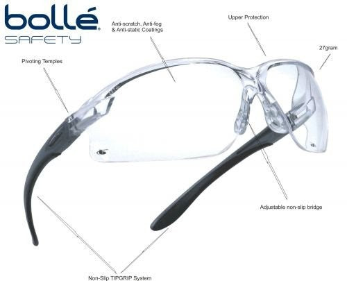 Occhiale Bollè Safety RUSH trasparente RUSHDPI