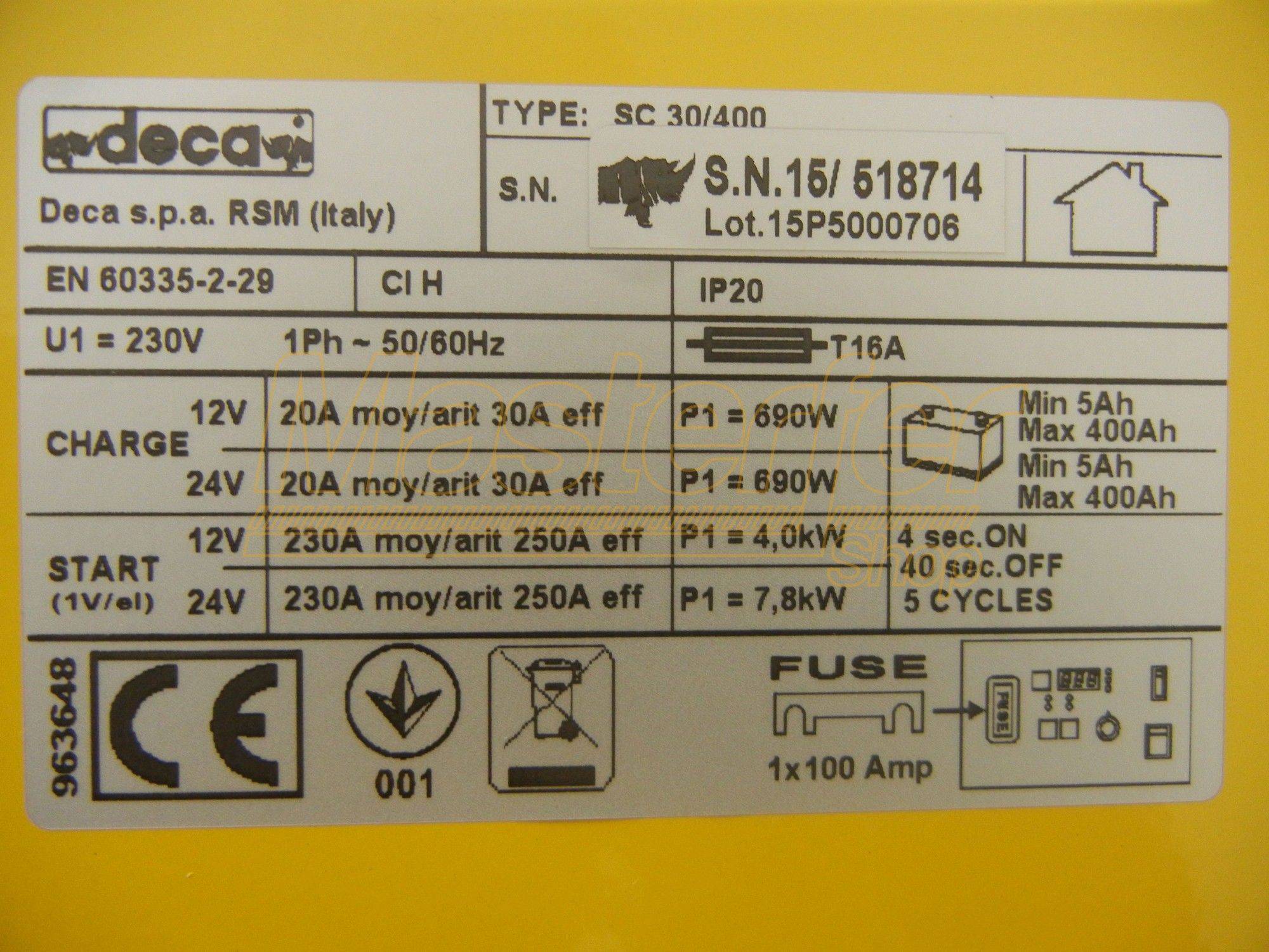 Avviatore caricabatterie mantenitore 12-24V - Deca SC 30/400
