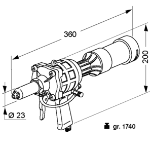 Rivettatrice FAR 83/AX. Macchina pneumatica. Sistema di recupero del chiodo tranciato