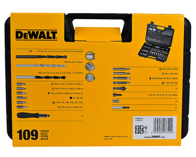 Set forare/avvitare punte inserti trapano avvitatore ferro legno cemento Dewalt DT0109