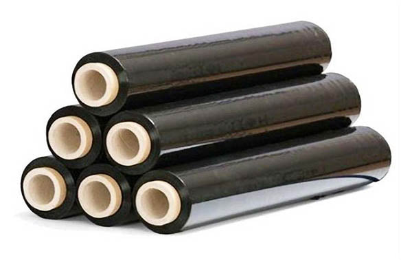 6 ROTOLI - Film estensibile manuale NERO 23 µm - bobina da 2,4 kg altezza 50cm lunghezza 180mt