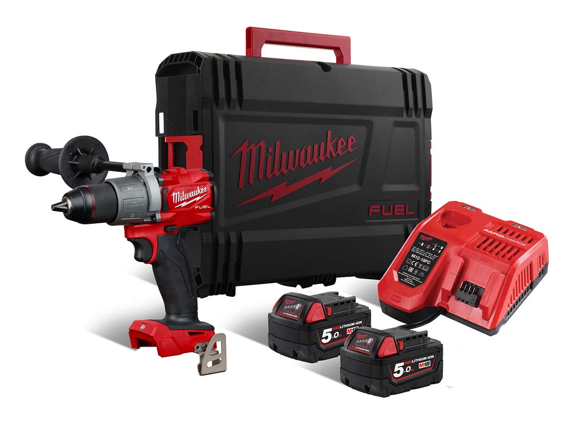 Milwaukee M18 FPD2 - Trapano avvitatore 18V Fuel, 2 batterie da 5.0Ah in valigetta Heavy Duty