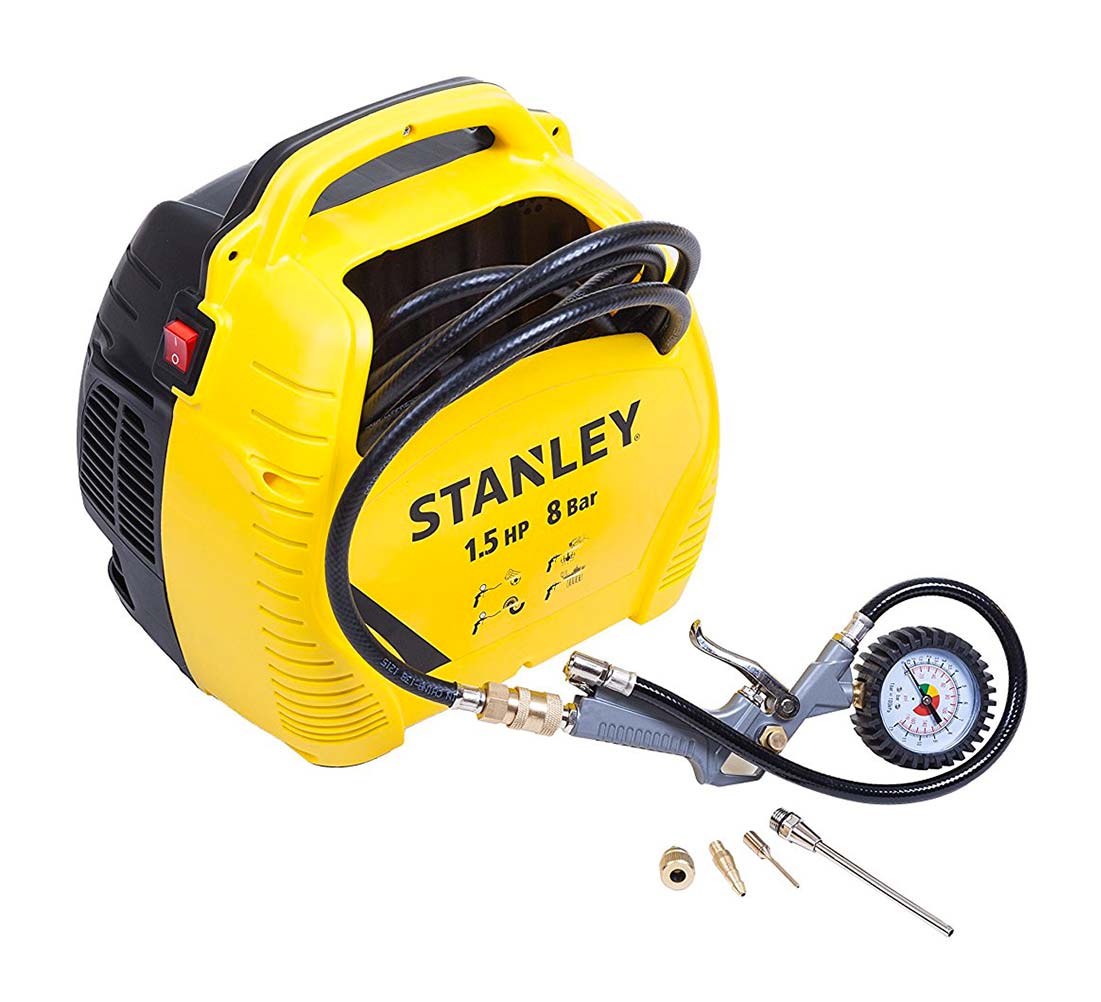 Compressore Stanley portatile AIR KIT senza serbatoio, con accessori - 1,5 HP 8 bar 