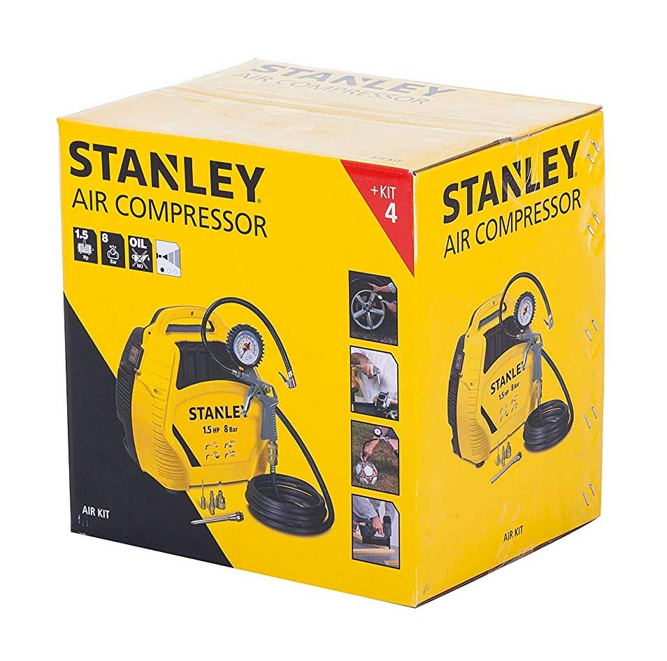 Compressore Stanley portatile AIR KIT senza serbatoio, con accessori - 1,5 HP 8 bar 