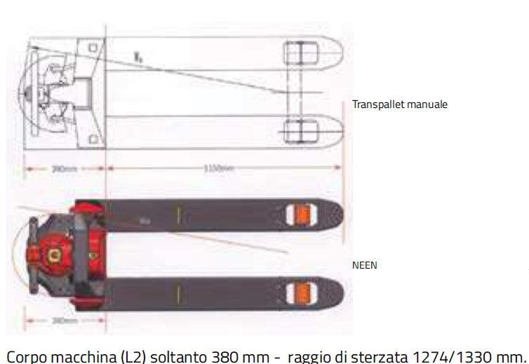 Novamach NEEN - Transpallet elettrico a batteria, 1,5 ton 