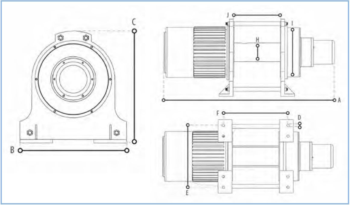 Novamach NVET2000 Verricello orrizzontale 380V 2000 Kg 3,73 Kw Velocità 12 m/min