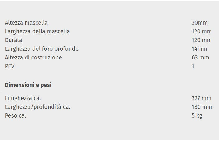 LTF 3052634 morsa a vite per trapano a colonna LTF Optimum BME, apertura 120mm