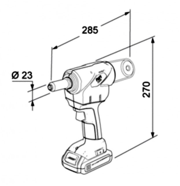 FAR Extra EB500 rivettatrice con valigetta a batteria per rivetti a strappo