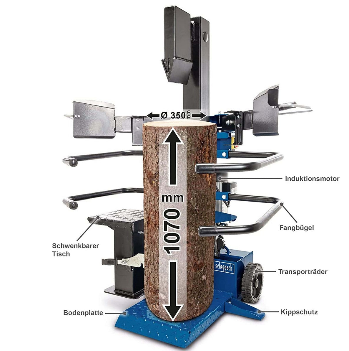 Scheppach compact 8t 230v Spaccalegna elettrico verticale 8 tonnellate 3150w
