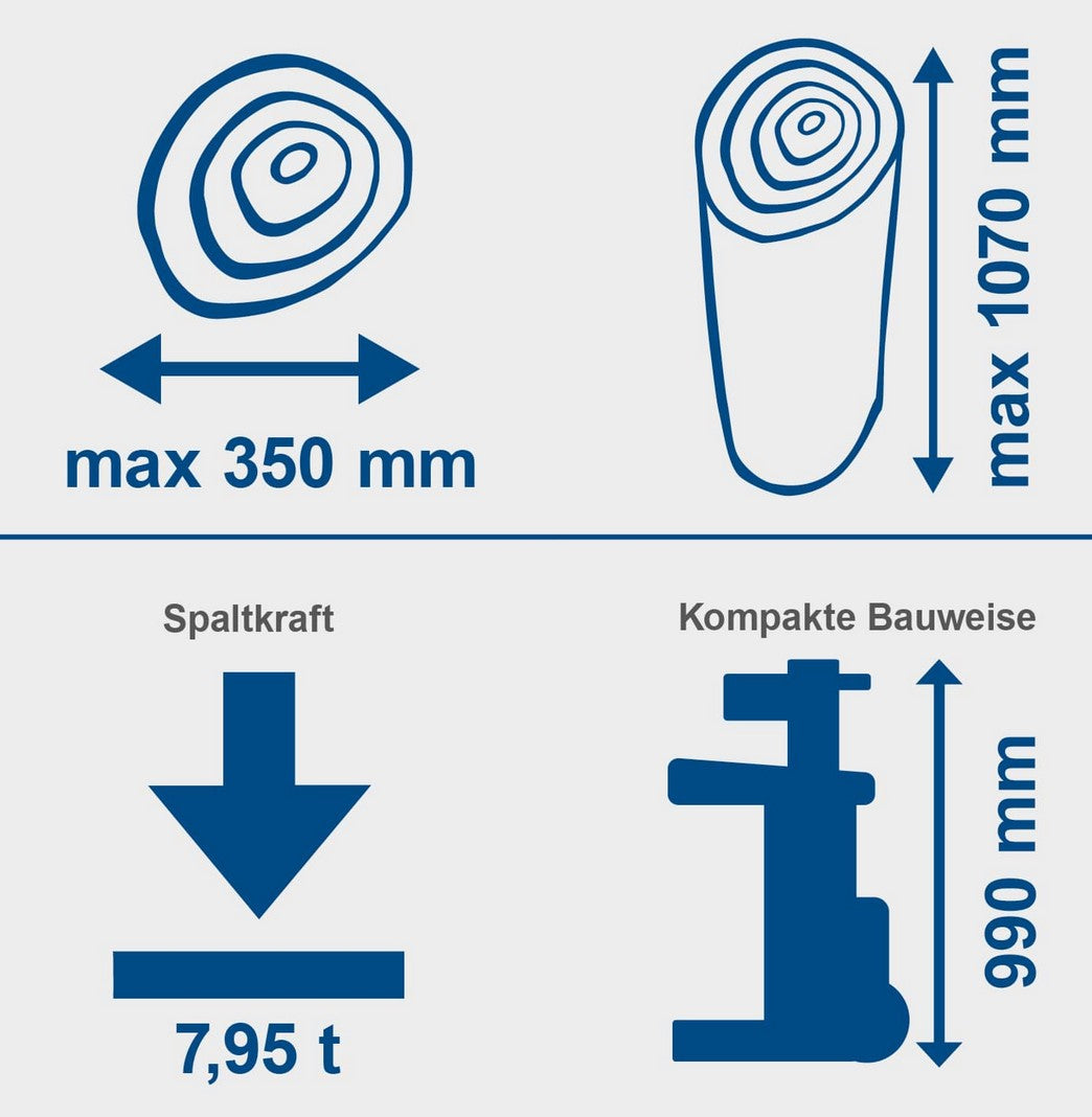 Scheppach compact 8t 230v Spaccalegna elettrico verticale 8 tonnellate 3150w